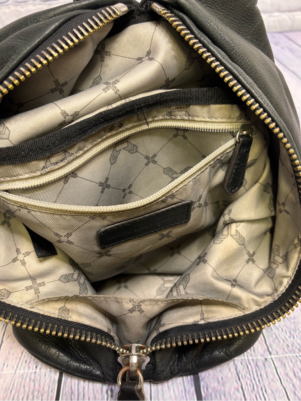 Aimee Kestenberg Tamitha Black Pebbled Leather Boho Classic Backpack Purse - Picture 9 of 15